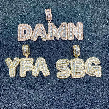 Iced Out Baguette Style Custom Name Necklace - Queendom Treasurez 