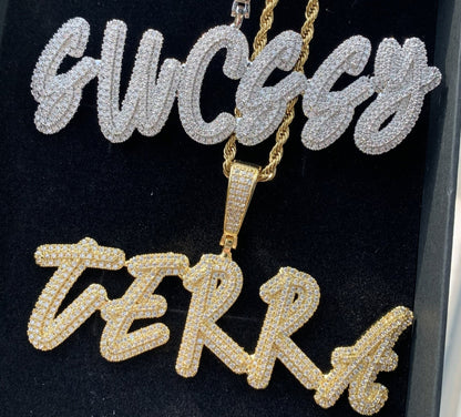 Custom double-layered iced name necklace with sparkling stones and personalized engraving – Queendom Treasurez.