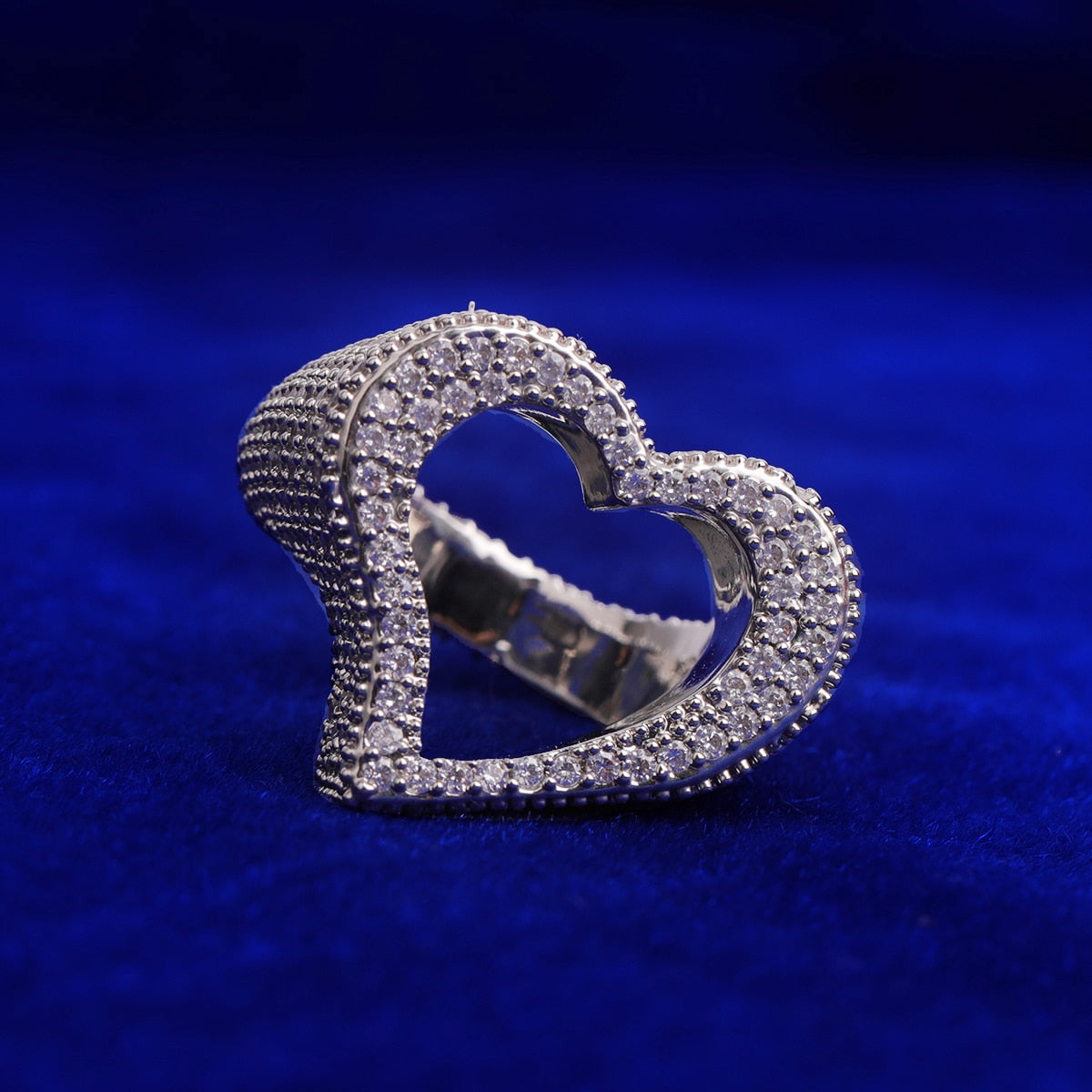 24k Iced Open Heart Ring - Queendom Treasurez 
