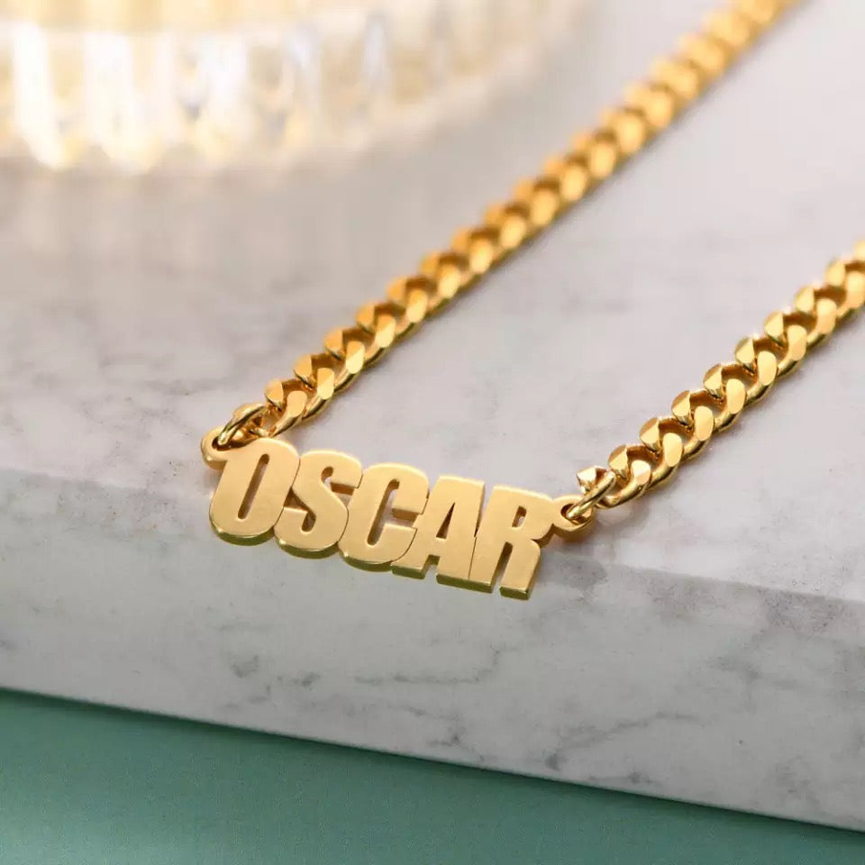 Custom Necklace For Women Men Gold Stainless Steel Cuban Chain Personalized Pendant  Nameplate Necklace Jewelry Gift | Fruugo BH