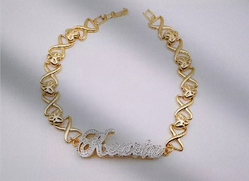 Double Plated Custom XOXO Chain Bracelet - Queendom Treasurez 