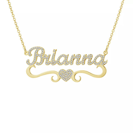 Custom name necklace with crystal embellishments, offering a personal and elegant touch to your style - Queendom Treasurez