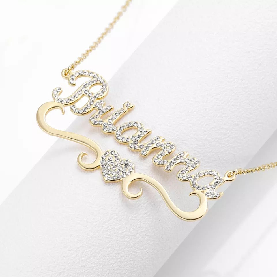 Customized Name Necklace Stainless Steel Personalized Crystal