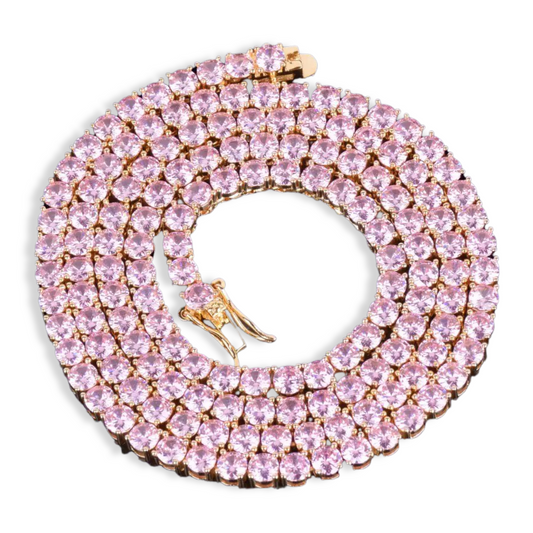 Pink Tennis Chain Necklace - Queendom Treasurez 