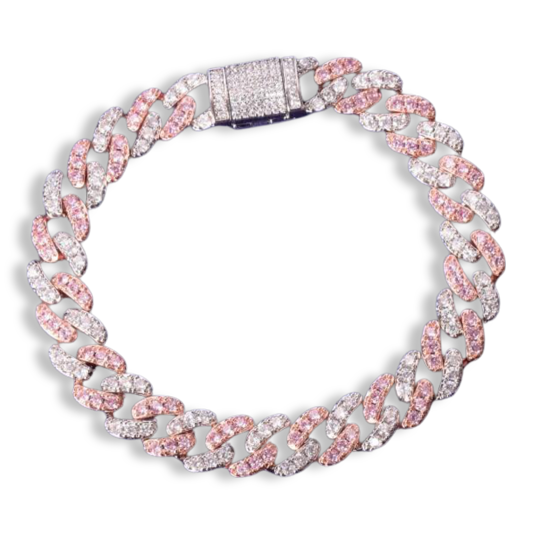 Pink and Silver Cuban Bracelet/Anklet - Queendom Treasurez 