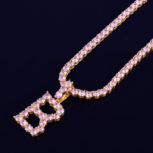 Pink/Gold Initial Letter Tennis Chain - Queendom Treasurez 