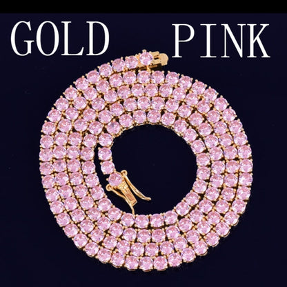 Pink Tennis Chain Necklace - Queendom Treasurez 