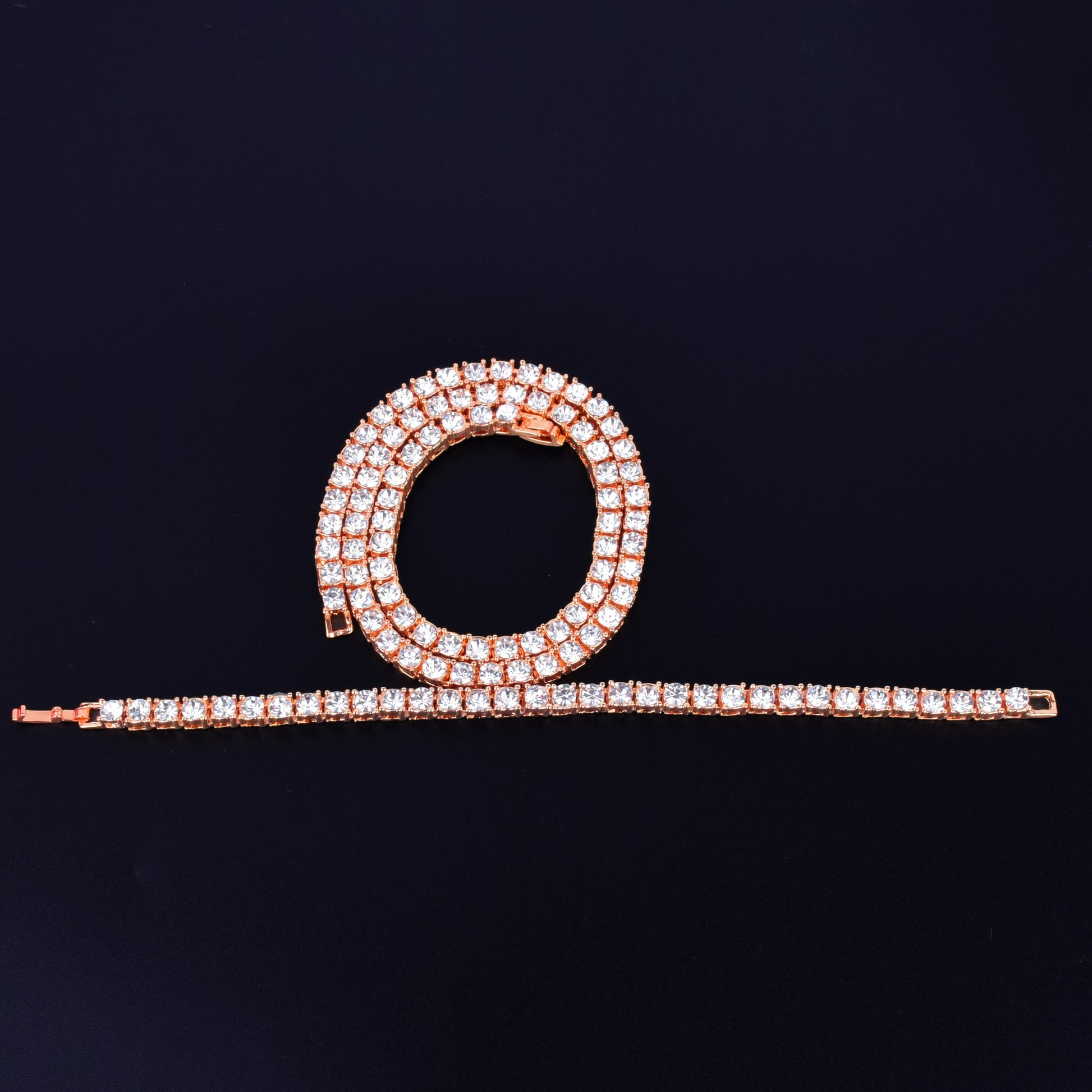 14k Gold Plated Tennis Necklace & Bracelet Set - Queendom Treasurez 