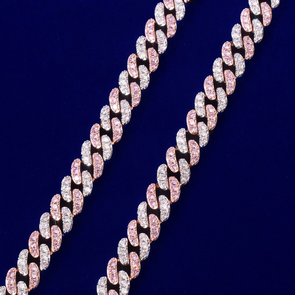 Pink and Silver Cuban Chain Necklace - Queendom Treasurez 