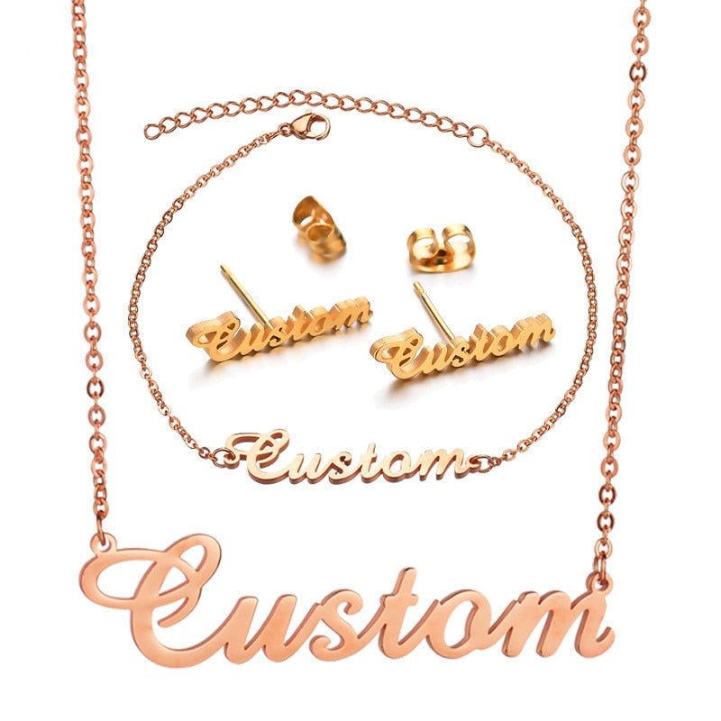 Simple Custom Name Jewelry Set - Queendom Treasurez 