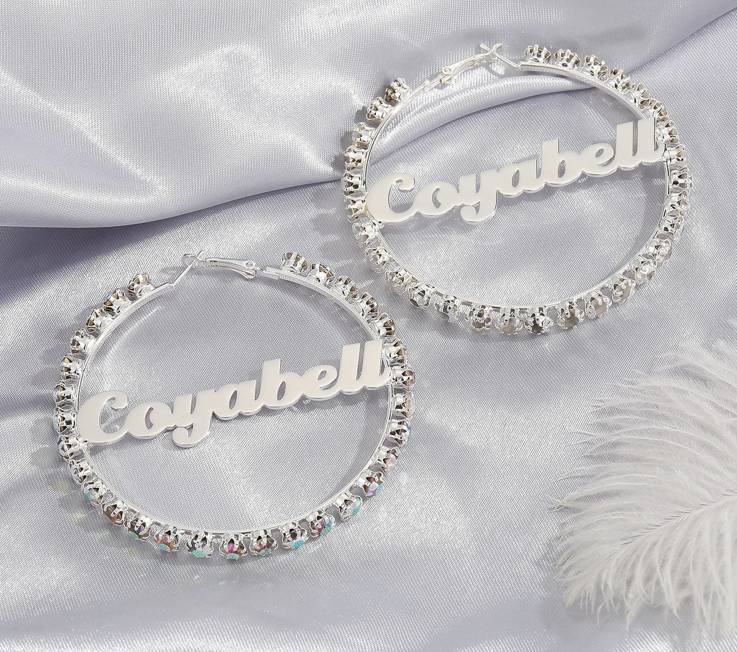 AB Crystal Zircon Custom Name Earrings - Queendom Treasurez 