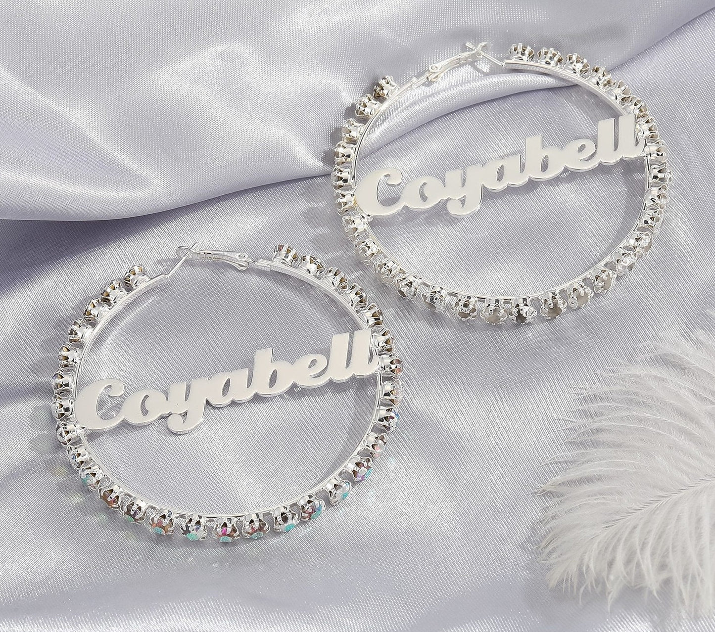 AB Crystal Zircon Custom Name Earrings - Queendom Treasurez 