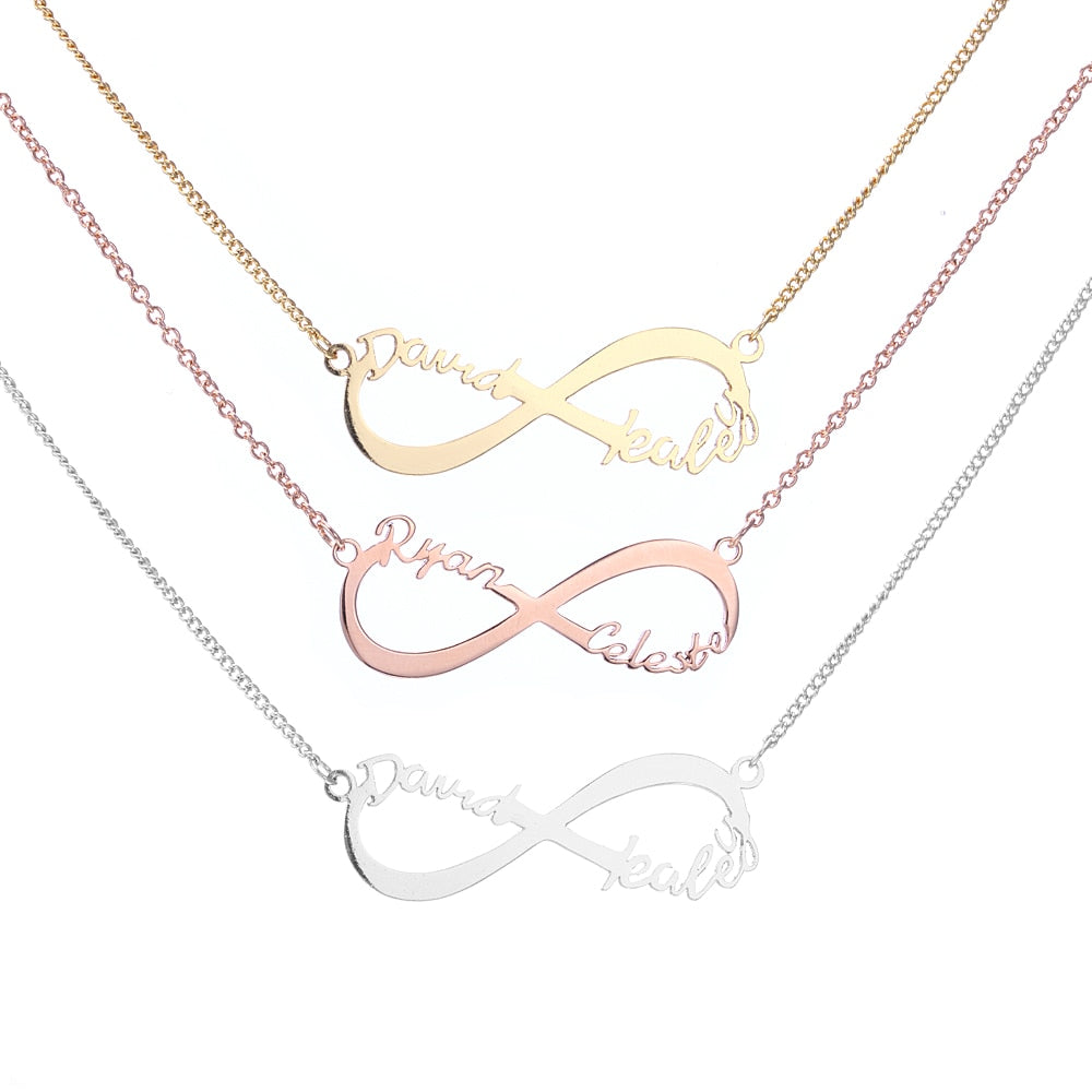 Infinity custom name necklace with personalized engraving and infinity symbol design – Queendom Treasurez.