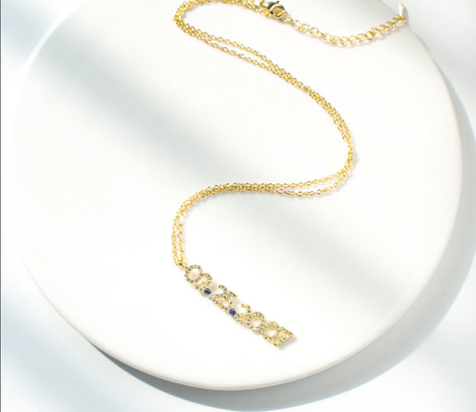 Custom crystal birthstone necklace with engraved special date and personalized charm – Queendom Treasurez.