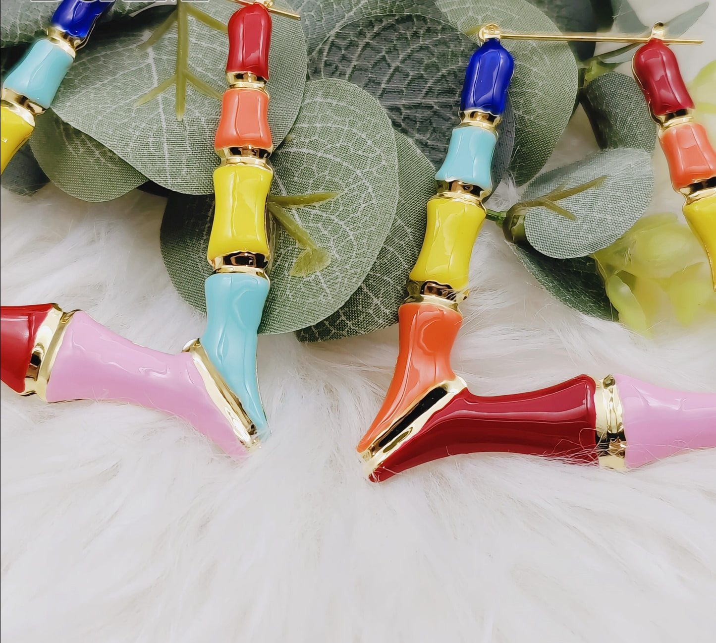 Colorful Triangle Bamboo Earrings - Queendom Treasurez 