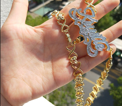 Double Plated Custom Name XOXO Chain Necklace - Queendom Treasurez 