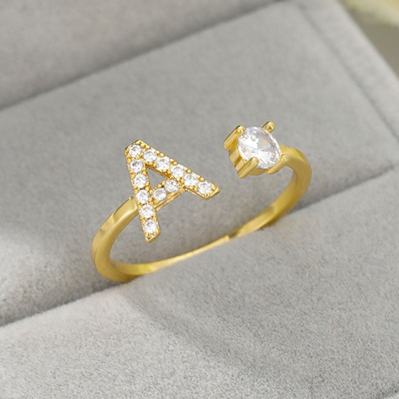 Initial Crystal Letter Ring - Queendom Treasurez 