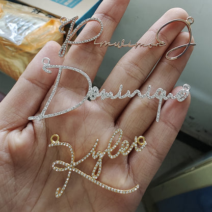 Crystal Custom Name Script Necklace - Queendom Treasurez 