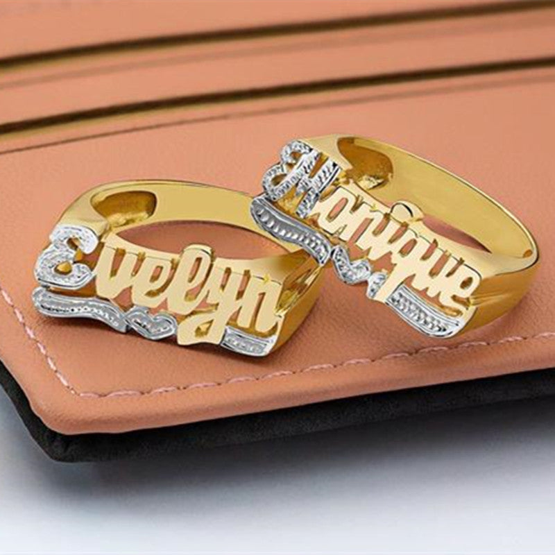 3D Diamond Cut Custom Name Ring - Queendom Treasurez 