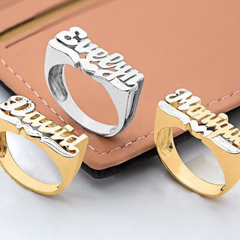 3D Diamond Cut Custom Name Ring - Queendom Treasurez 