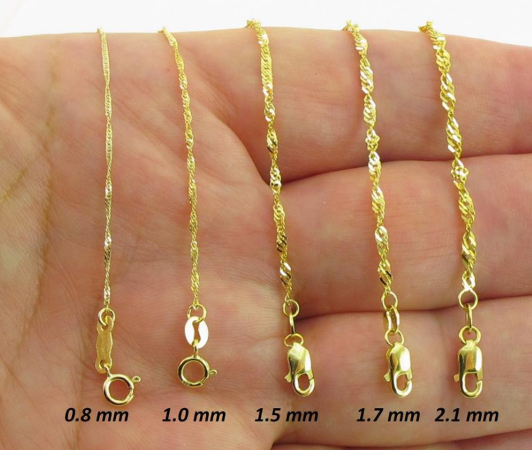 Different chain sizes in mm